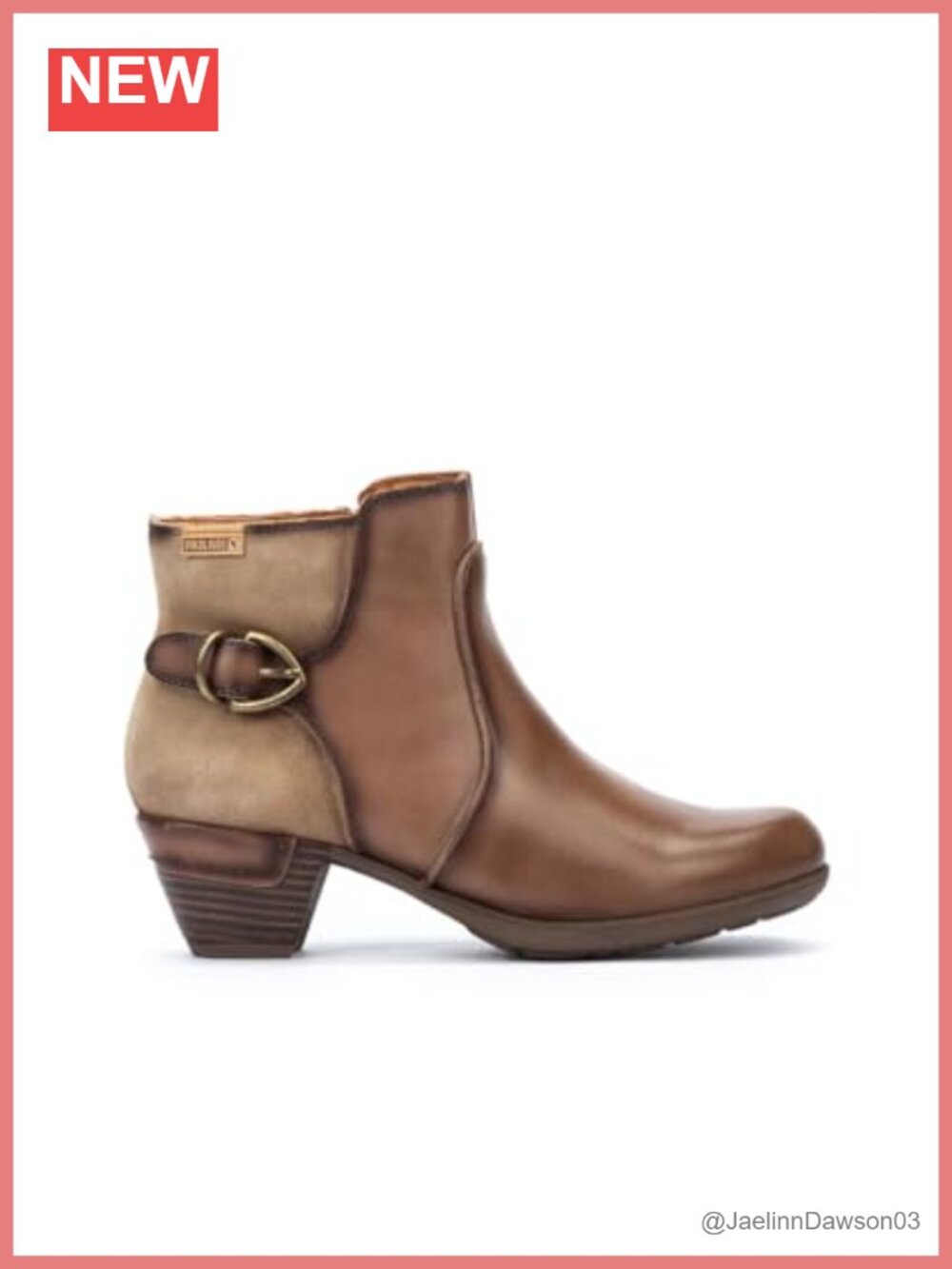 PIKOLINOS Leather Ankle Bootie with Zipper Closure and Buckle